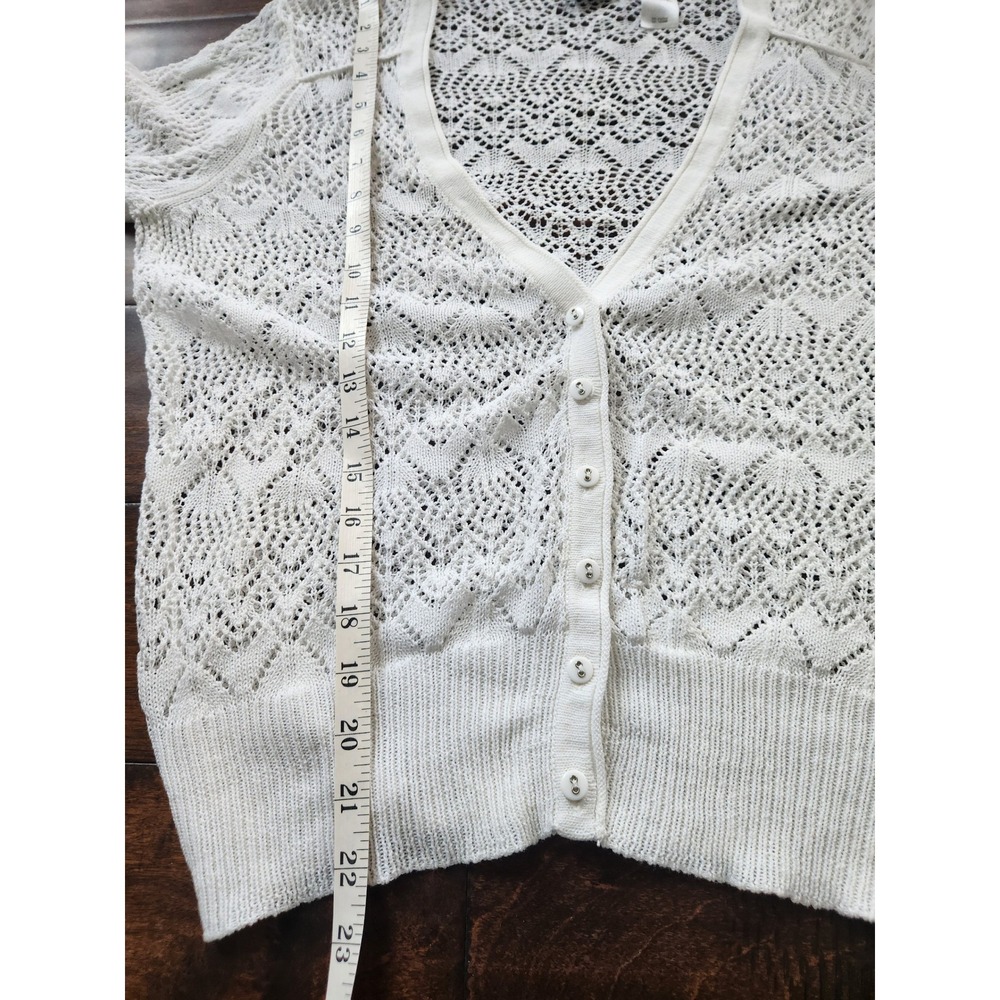 Emma James Vintage Cottagecore Open Knit Button-Front Cardiaan -‎ lvory XL - Picture 6 of 6